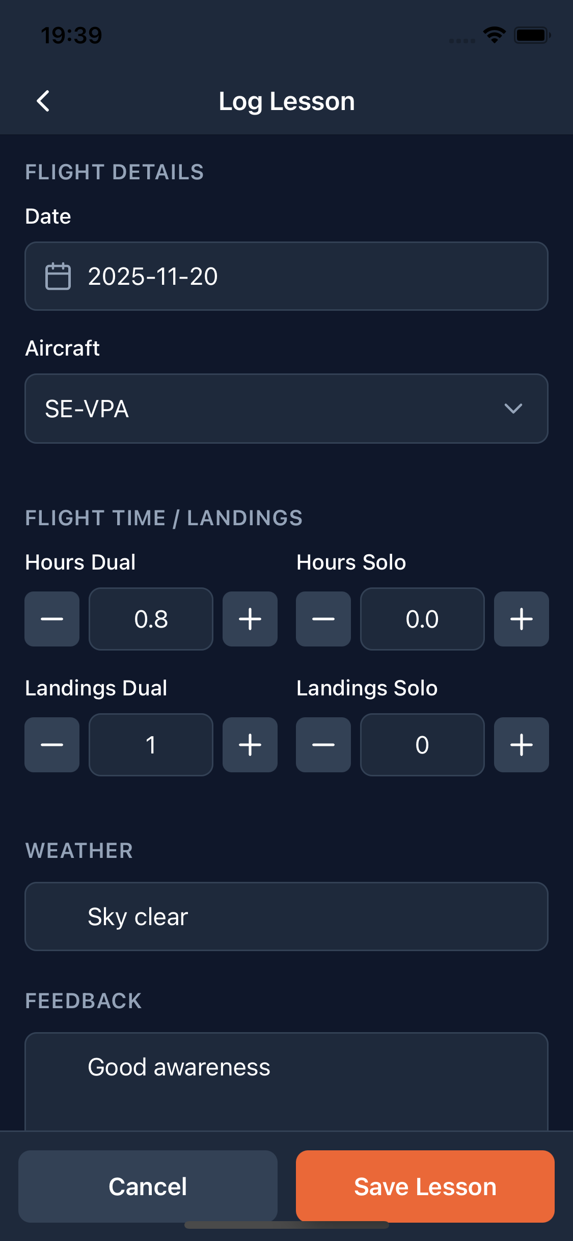 Quick Lesson Logging